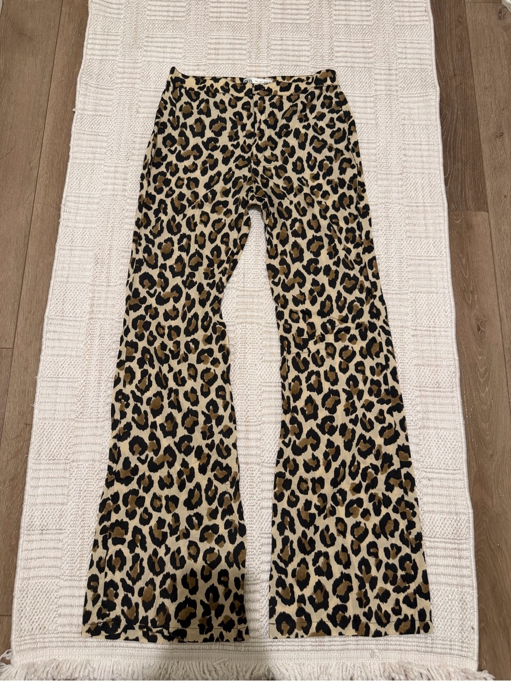 Zara Wide Leg Leopard Print Pants - Beige, Black, Brown